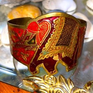 Vintage enamel brass elephant India made bracelet